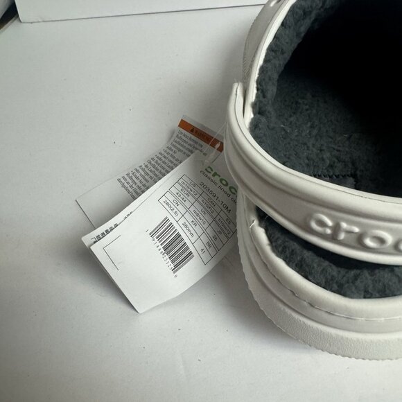 Crocs Mens Classic Lined Clog White Size 10 M - Picture 5 of 6